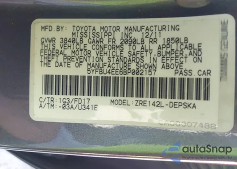 2011 Toyota Corolla S from USA, damaged, VIN 5YFBU4EE6BP002157